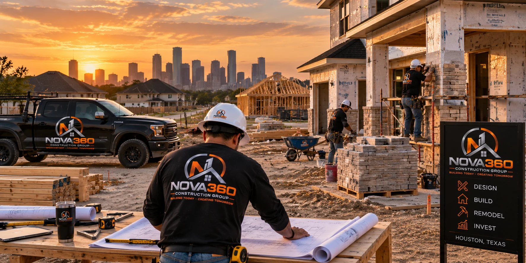NOVA360 construction site with Houston skyline