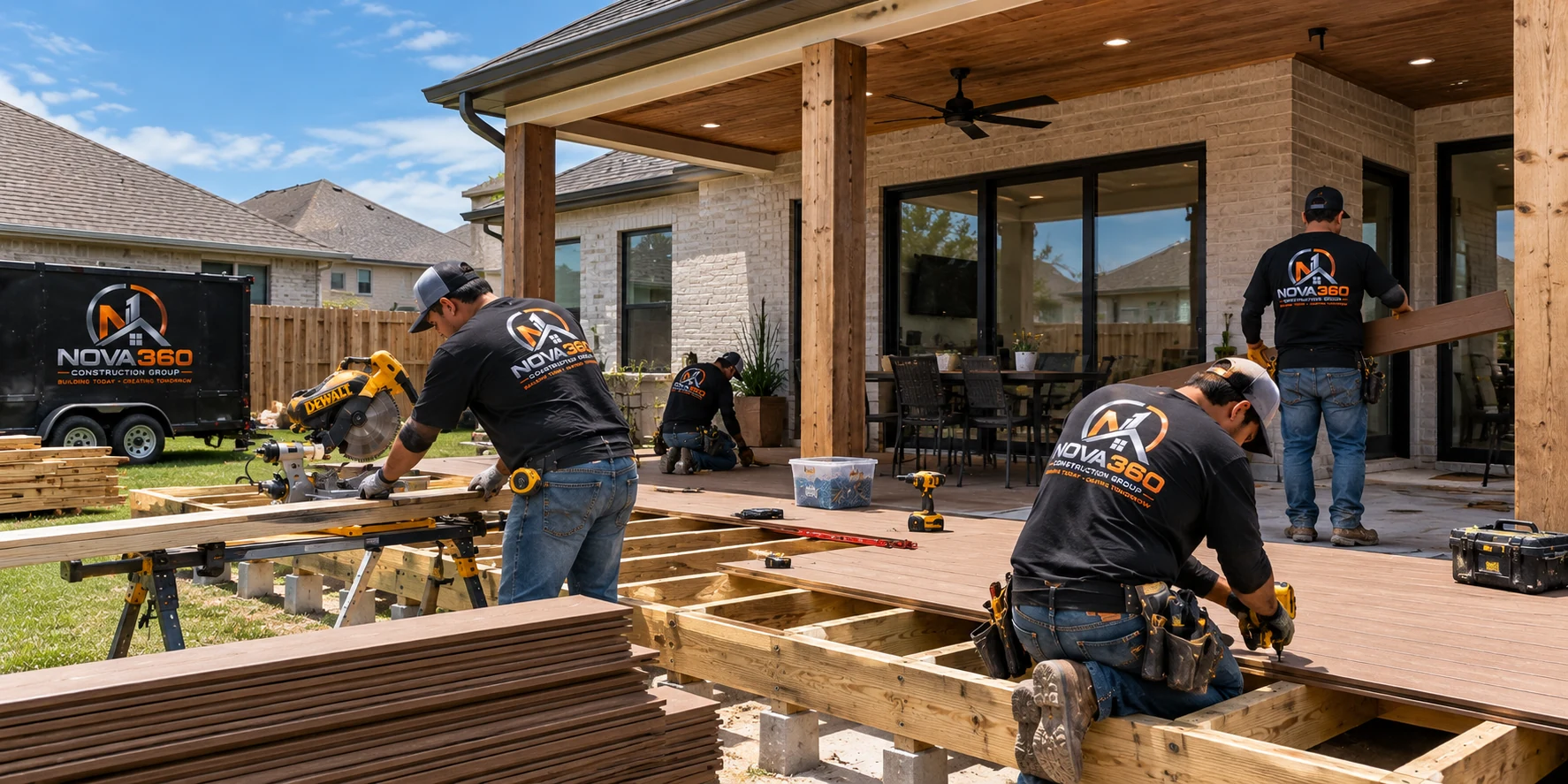 Outdoor deck construction by NOVA360